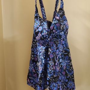 Swimsuits For All, plus size 18, Handkerchief crossback Tankini top, floral